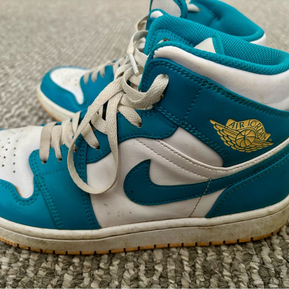 Jordan Teal and White High-Top Sneakers